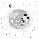 astronaut floating around the moon tattoo design idea