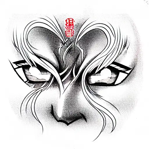 anime-style eyes, part of the face, kare hairstyle, characters, comic book effec tattoo design idea