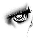 anime-style eyes, part of the face, kare hairstyle, characters, comic book effec tattoo design idea
