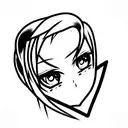 anime-style eyes, part of the face, kare hairstyle, characters, comic book effec tattoo design idea