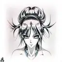 anime-style eyes, part of the face, kare hairstyle, characters, comic book effec tattoo design idea