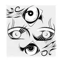 anime style eyes, part of the face, kare hairstyle tattoo design idea