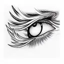 anime style eyes, part of the face, kare hairstyle tattoo design idea