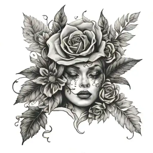 haunting Adeline book surrounded by bold floral tattoo design idea