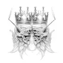 2 king crowns splitting tattoo design idea
