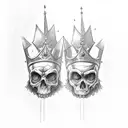 2 king crowns splitting tattoo design idea