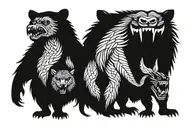 angry bear, wolf, eagle, snake tattoo tattoo design idea