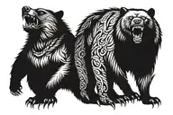 angry bear, wolf, eagle, snake tattoo tattoo design idea