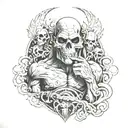 A haunting tattoo design showcasing a fighter in a ring surrounded by ghostly figures representing inner demons and struggles with depression tattoo design idea