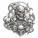 A haunting tattoo design showcasing a fighter in a ring surrounded by ghostly figures representing inner demons and struggles with depression tattoo design idea