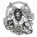 A haunting tattoo design showcasing a fighter in a ring surrounded by ghostly figures representing inner demons and struggles with depression tattoo design idea