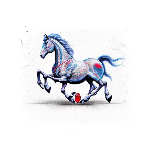 spirit horse with a ruby and crab tattoo design idea