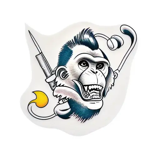 rockabilly monkey tattoo design idea