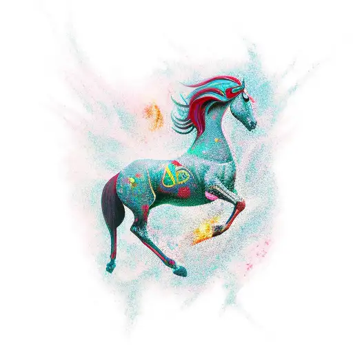 spirit horse with a ruby and crab tattoo design idea