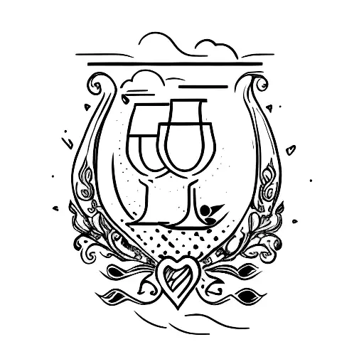 A tattoo of a wine glass and a beer mug clinking together, representing your enjoyment of drinking and going out with your loved one. tattoo design idea