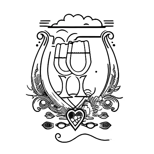 A tattoo of a wine glass and a beer mug clinking together, representing your enjoyment of drinking and going out with your loved one. tattoo design idea