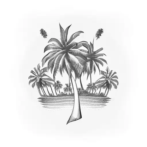 palm tree with 215 carved on it  tattoo design idea