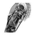 a knight with an angel on his shoulder anda a dragon tattoo design idea