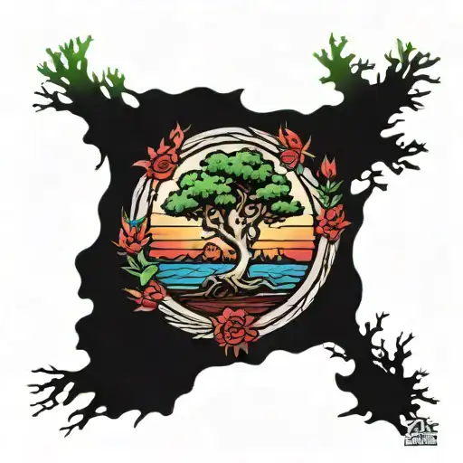 grateful dead pine tree tattoo design idea