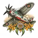 aircraft mixed tattoo design idea