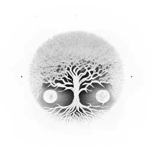 Black and Grey “Tree Of Life” Tattoo Idea - BlackInk AI