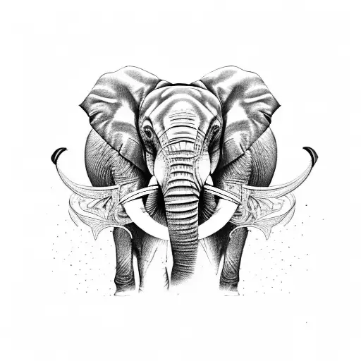 Angry Elephants from the side. henne motiv style tattoo design idea