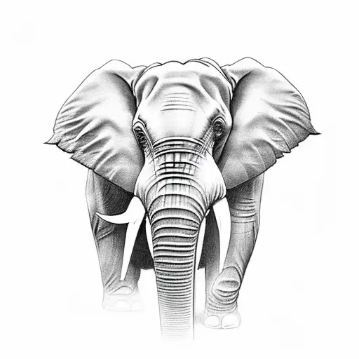 Angry Elephants from the side. henne motiv style tattoo design idea