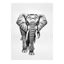 Angry Elephants in profile. a solid band a few millimeters above and a solid band below the elephants.  tattoo design idea
