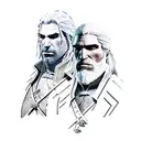 geralt of rivia from the Witcher 3 video game and Arthur morgan from red dead redemption 2 separately looking off  tattoo design idea