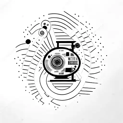 record player with words "the world will keep on spinning" tattoo design idea
