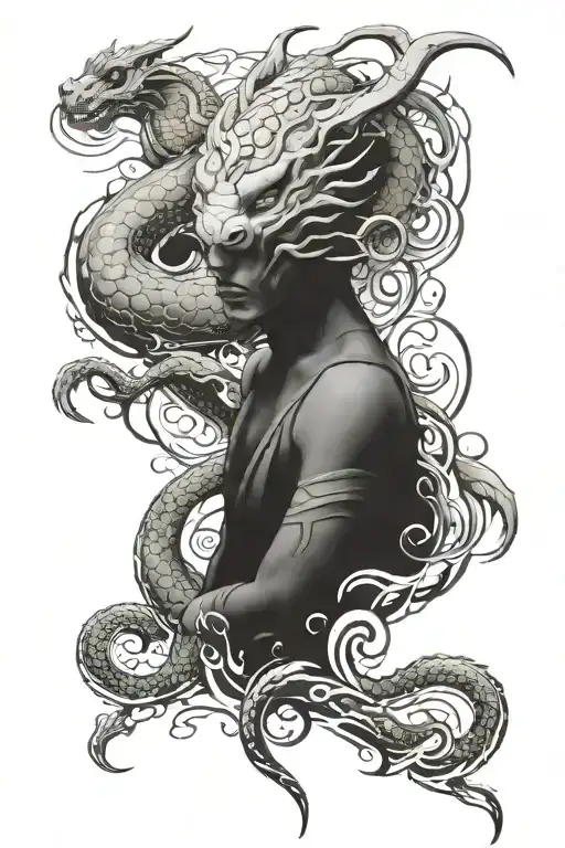 dragon emerging and avatar the last airbender tattoo design idea