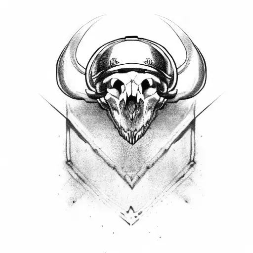 viking bear skull tattoo design idea