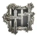 3 crosses with the middle one being bigger than the others and having a shining light from it and jesus christ on it  tattoo design idea