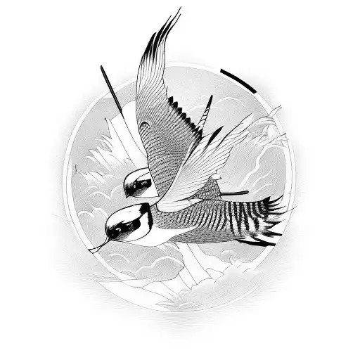Incorporate swallows and tigers in a unique Japanese art style tattoo design idea