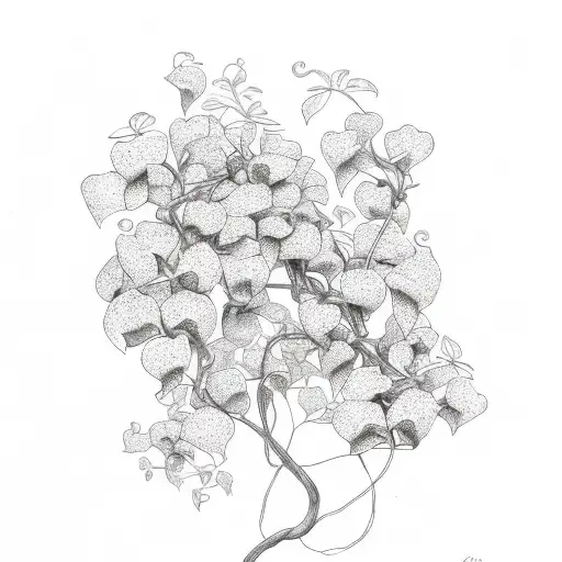 jasmine vines on wall with flowers tattoo design idea