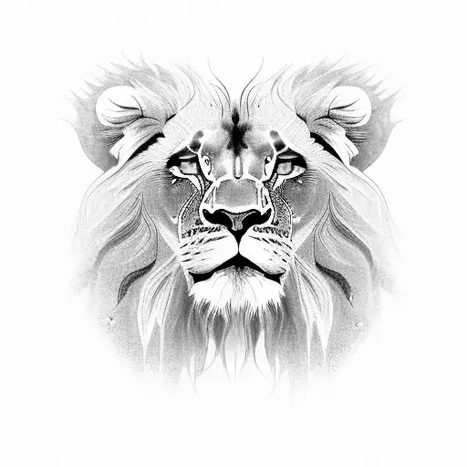 black and grey lion with blue eyes tattoo design idea