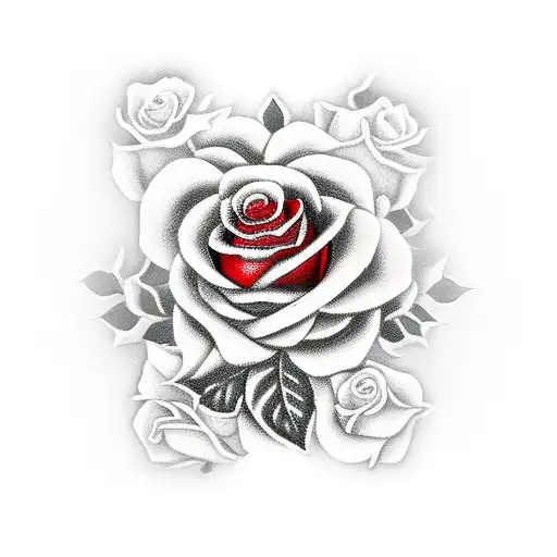 red goth cross and fire with roses tattoo design idea