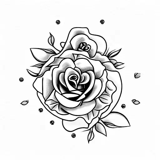 red goth cross and fire with roses tattoo design idea
