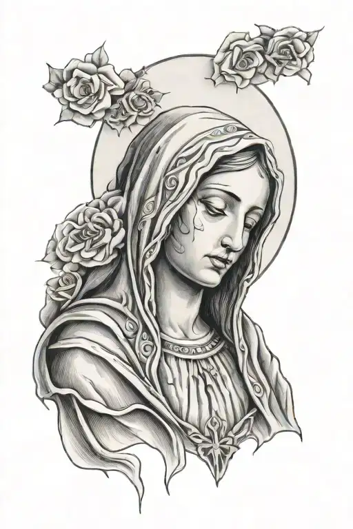 Virgin Mary crying tattoo design idea