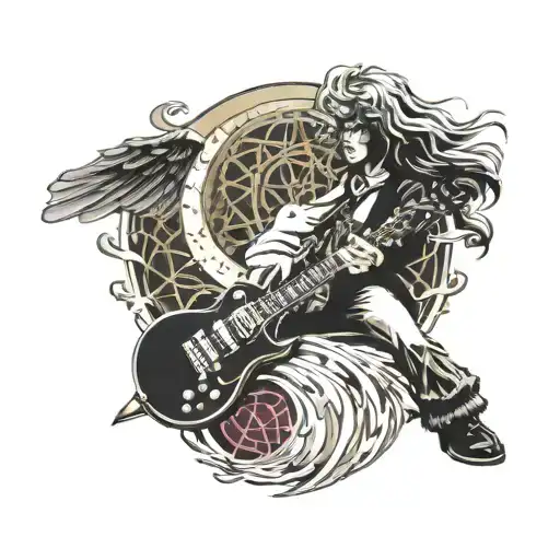 Combine elements from Led Zeppelin and Whitesnake album covers in a sleeve tattoo tattoo design idea