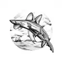 airplane sailboat black tip shark tattoo design idea