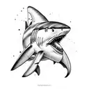 airplane sailboat black tip shark tattoo design idea