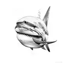 airplane sailboat black tip shark tattoo design idea