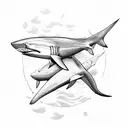 airplane sailboat black tip shark tattoo design idea
