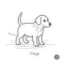 a puppy walking behind a bit dog tattoo design idea