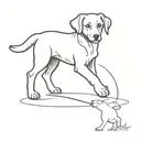 a puppy walking behind a bit dog tattoo design idea