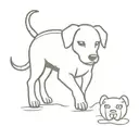 a puppy walking behind a bit dog tattoo design idea