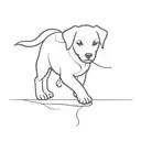 a puppy walking behind a bit dog tattoo design idea