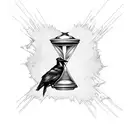 raven and cracked hourglass tattoo design idea