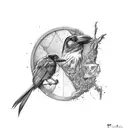 raven and cracked hourglass tattoo design idea